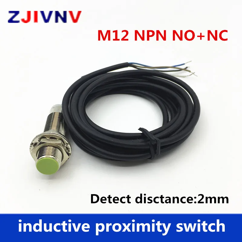 

1pc M12 flush NPN NO+NC DC 4 wires proximity inductive sensor normally open and close proximity switch, distance 2MM