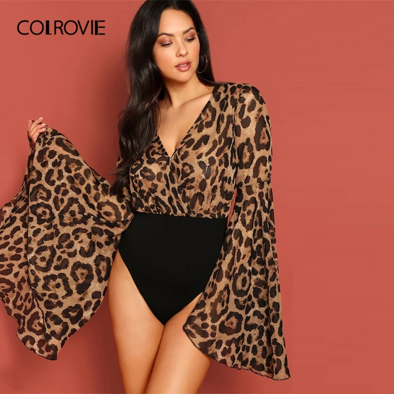 COLROVIE V Neck Exaggerated Bell Sleeve Leopard Print Sexy Party Bodysuit Women 2019 Spring Fashion Streetwear Club Bodysuits
COLROVIE V Neck Exaggerated Bell Sleeve Leopard Print Sexy Party Bodysuit Women 2019 Spring Fashion Streetwear Club Bodysuits