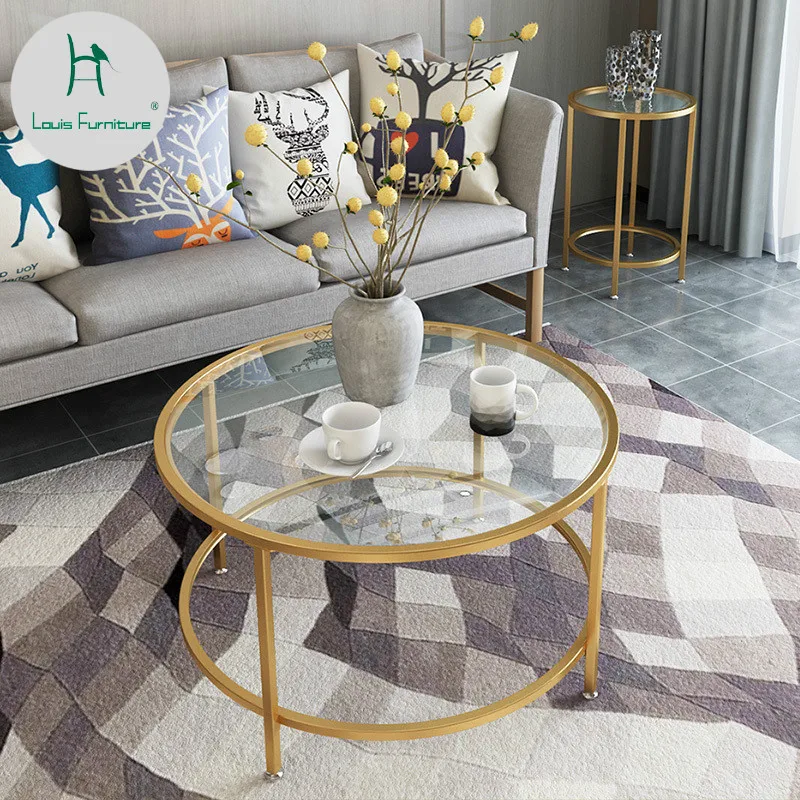 Louis Fashion Coffee Tables Iron Art Nordic Toughened Glass Golden Sofa Modern Minimalist Modern Living Room
Louis Fashion Coffee Tables Iron Art Nordic Toughened Glass Golden Sofa Modern Minimalist Modern Living Room