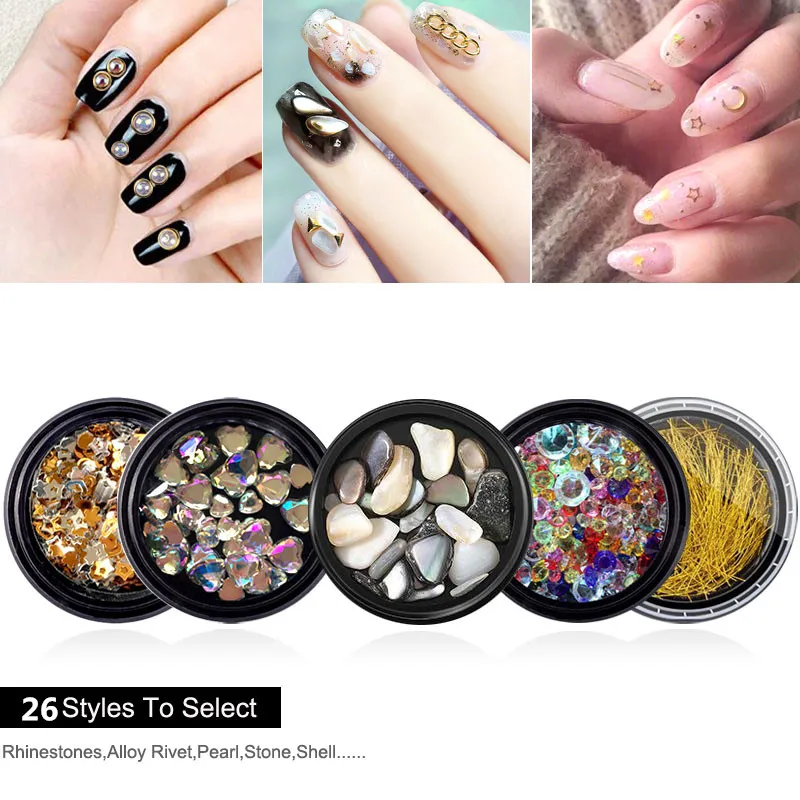 

1 Box Mix Colors 3D AB Rhinestones Crystal Plastic Nails Rivets Stones For Nail Art Decorations Diy Design Manicure