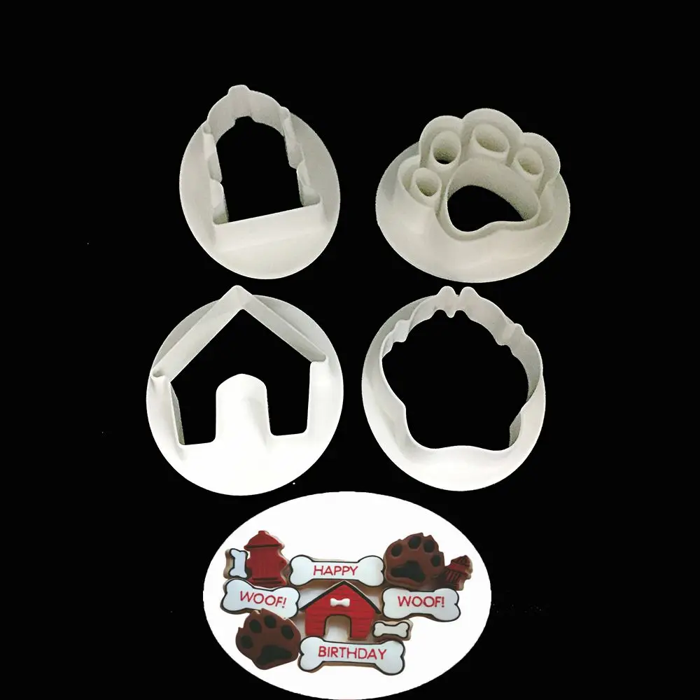 4Pcs/set Dog Paw House Shape Cookie Cutter Fondant Cake Plastic Embossed Mold Candy Biscuits Molds DIY Cake Decorating Tools
4Pcs/set Dog Paw House Shape Cookie Cutter Fondant Cake Plastic Embossed Mold Candy Biscuits Molds DIY Cake Decorating Tools