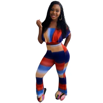 New! Women Jumpsuit Off Shoulder Striped Tops and Bodycon Overalls Wide legs Pants Sets Rompers Ruffles Two Piece Sexy Jumpsuit
New! Women Jumpsuit Off Shoulder Striped Tops and Bodycon Overalls Wide legs Pants Sets Rompers Ruffles Two Piece Sexy Jumpsuit