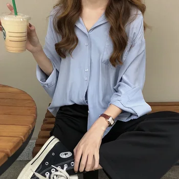 Sannian 2019 New Korean Version Of Lazy Retro Cold Hong Kong Style Blouse For Women's Top Concise Blusas
Sannian 2019 New Korean Version Of Lazy Retro Cold Hong Kong Style Blouse For Women's Top Concise Blusas