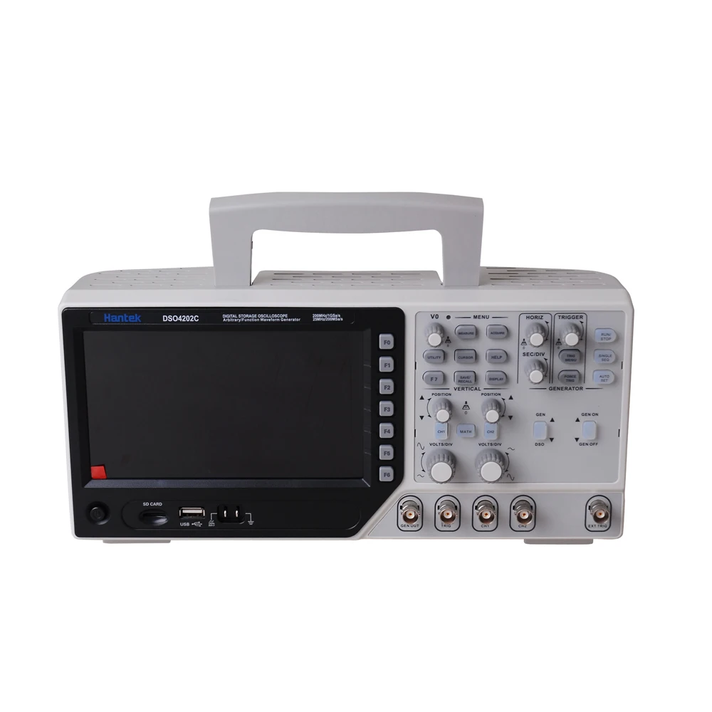 Hantek DSO4202C 2 Channel Digital Oscilloscope 1 Channel Arbitrary/Function Waveform Generator 200MHz 40K 1GS/s
Hantek DSO4202C 2 Channel Digital Oscilloscope 1 Channel Arbitrary/Function Waveform Generator 200MHz 40K 1GS/s