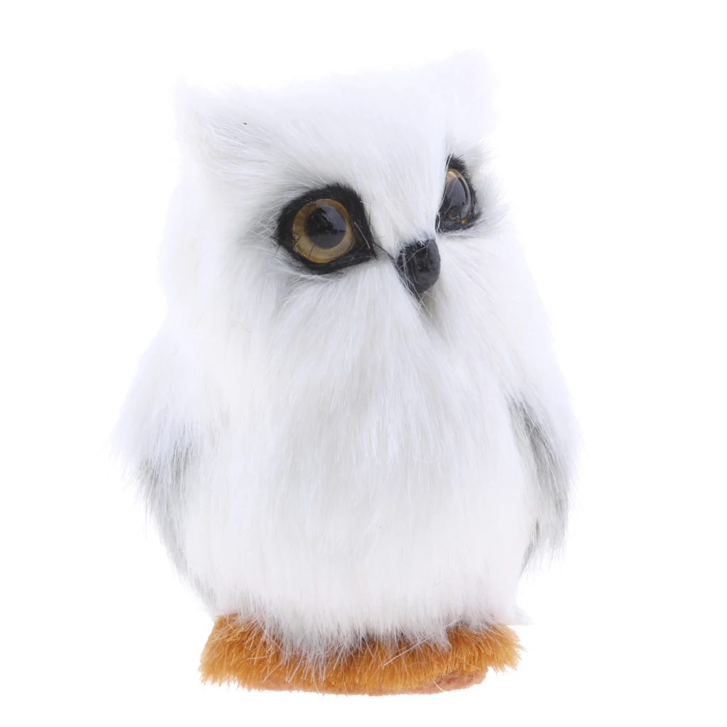 Mini Simulation Owl Animal Home Decoration Simulation Artificial Owl White