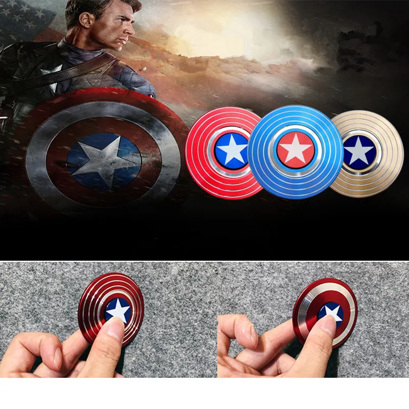 

New Round American Captain Fingertip Gyro Shield Alloy Gyro Spinner Decompression Toy Fidget Spinner Hobbies for Adults