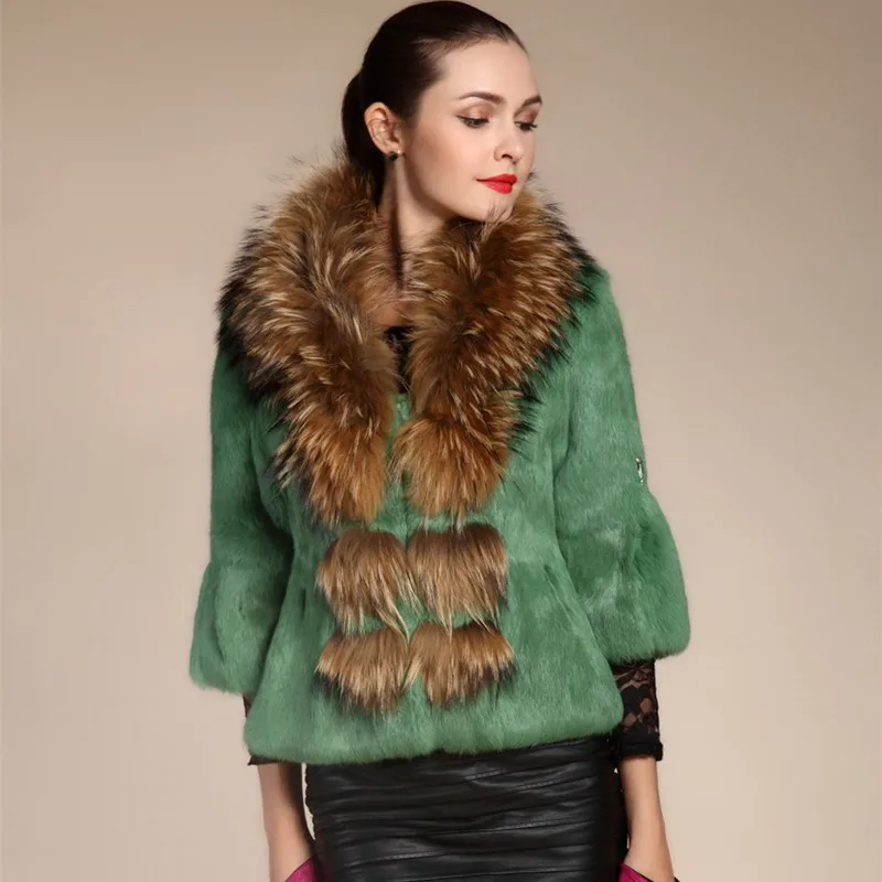 2017 Spring Autumn Women's Genuine Natural Rabbit Fur Jacket Raccoon Fur Collar Lady Short Coats Outerwear VF0576
2017 Spring Autumn Women's Genuine Natural Rabbit Fur Jacket Raccoon Fur Collar Lady Short Coats Outerwear VF0576
