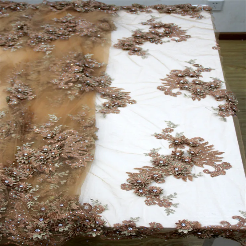 Brown flowers Stones applique lace fabric high quality Latest african lace 2018 3D lace fabric for french wedding dress 1290-1
Brown flowers Stones applique lace fabric high quality Latest african lace 2018 3D lace fabric for french wedding dress 1290-1