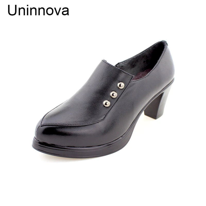 Women Shoes Genuine Leather Rivet Short Plush Autumn Winter High Heel Elegant Pointed Toe Warm Uninnova WP095
Women Shoes Genuine Leather Rivet Short Plush Autumn Winter High Heel Elegant Pointed Toe Warm Uninnova WP095
