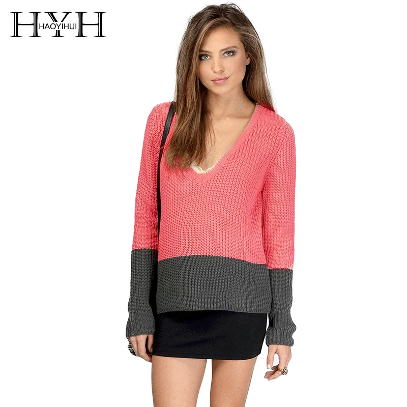HYH HAOYIHUI Autumn Winter Women Sweater Color Block V-neck Long Sleeve Casual Tops Female Slim Pullover Knit Bodycon Sweatshirt
HYH HAOYIHUI Autumn Winter Women Sweater Color Block V-neck Long Sleeve Casual Tops Female Slim Pullover Knit Bodycon Sweatshirt
