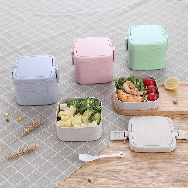 Eco-friendly Wheat Straw Lunch Box for Kinds Double Layer Square Student Portable Bento Box Leakproof Food Container
Eco-friendly Wheat Straw Lunch Box for Kinds Double Layer Square Student Portable Bento Box Leakproof Food Container