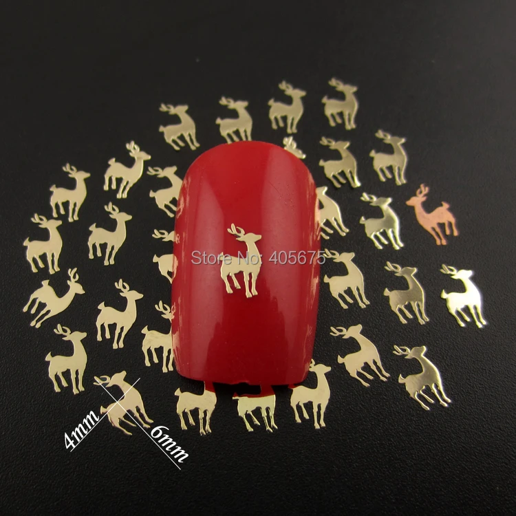 MNS596 reindeer shape gold nail designs metallic nail stickers for Christmas nails decorations new arrive 1000pcs/pack
MNS596 reindeer shape gold nail designs metallic nail stickers for Christmas nails decorations new arrive 1000pcs/pack