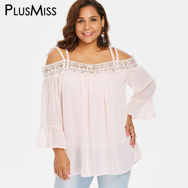 PlusMiss Plus Size Sexy Lace Off Shoulder Chiffon Tops Women XXXXL XXXL XXL Pink Bell Flare Sleeve Boho Loose Blouse Ladies 5XL
PlusMiss Plus Size Sexy Lace Off Shoulder Chiffon Tops Women XXXXL XXXL XXL Pink Bell Flare Sleeve Boho Loose Blouse Ladies 5XL