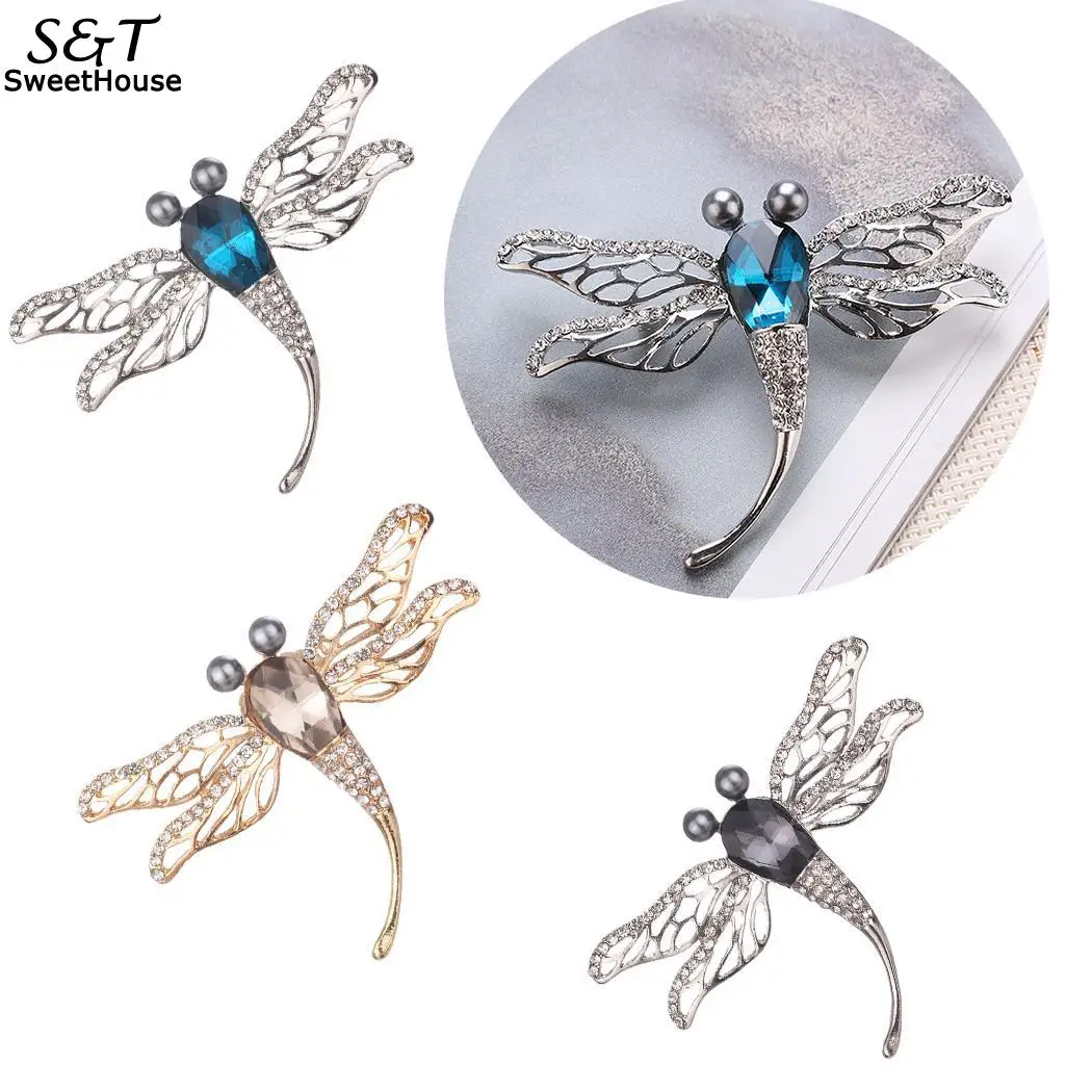 Dragonfly Fashion Hollow Rhinestone Women Shape Brooch | Украшения и аксессуары
