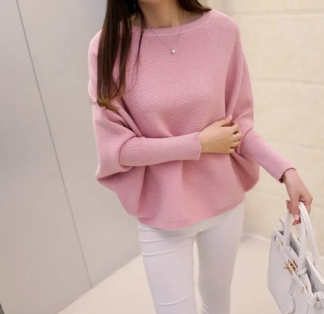 Женский трикотажный свитер корейский Свободный пуловер с низким воротником и