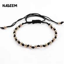 2017 livraison directe 4 couleur 5MM cuivre perle tricoté Bracelet à breloques hommes femmes tressage macramé Bracelet fille cadeau Bracelet bijoux(China)