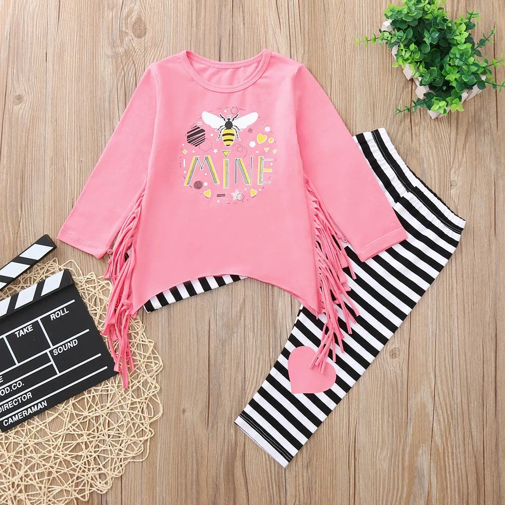 Kids Baby Girls Fashion Long Sleeve :O-Neck Letter Print Flow CombTops+Striped Pants Set Clothes
Kids Baby Girls Fashion Long Sleeve :O-Neck Letter Print Flow CombTops+Striped Pants Set Clothes
