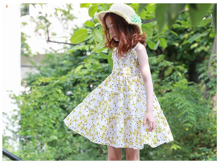 v-neck printed suspender dress baby big girls summer 2018 sundress clothing children kids dresses for girls party wear clothes (9)