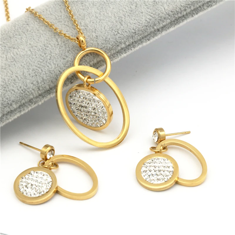 316L Stainless Steel Crystal Jewelry sets Gold Color Wedding Jewelry Sets with necklaces stud earrings for women
316L Stainless Steel Crystal Jewelry sets Gold Color Wedding Jewelry Sets with necklaces stud earrings for women