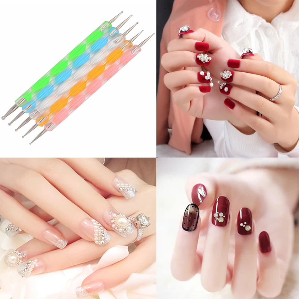 Dolovemk 5Pcs/Set Professional Double Ended Nail Dotting Pens Manicure Tools | Красота и здоровье