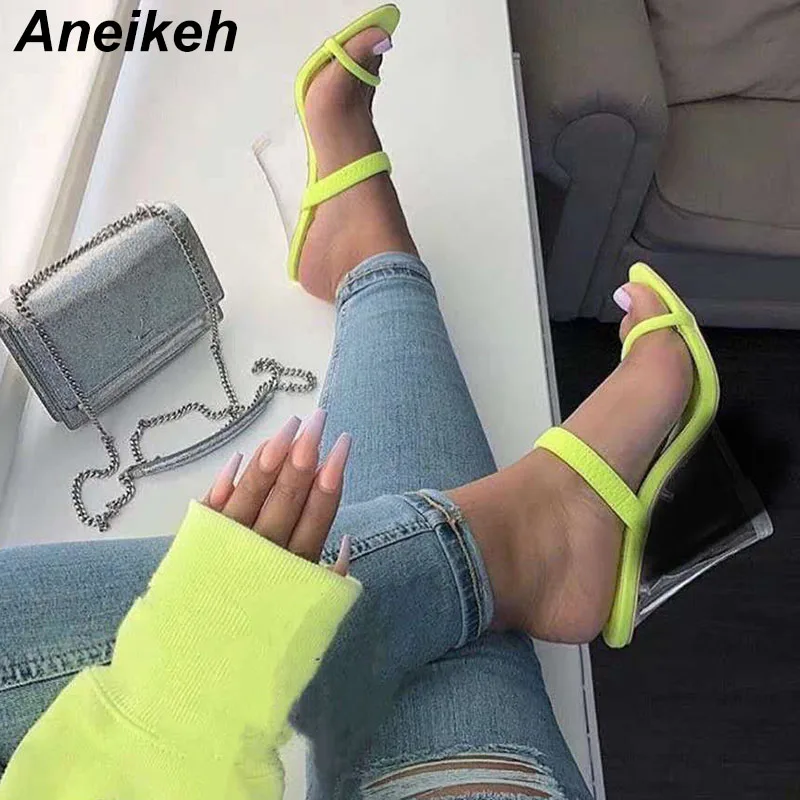 Aneikeh 2019 Gladiator Fashion Square High Heel Slippers Women Pointed Toe Transparent Shallow Casual Orange Green Size 35-40
Aneikeh 2019 Gladiator Fashion Square High Heel Slippers Women Pointed Toe Transparent Shallow Casual Orange Green Size 35-40