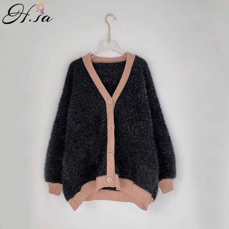 H.SA Women Cashmere Sweater and Cardigans V neck Harajuku Casual Poncho Jumpers Lartern Sleeve Loose Fake Fur Cardigans 2019
H.SA Women Cashmere Sweater and Cardigans V neck Harajuku Casual Poncho Jumpers Lartern Sleeve Loose Fake Fur Cardigans 2019
