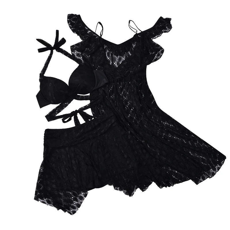 3 in 1 set High quality Sexy Plus size Bikini Swimwear with Solid Lace Beach Cover-Ups Dress Swimsuit Summer Beach Bathing suit
3 in 1 set High quality Sexy Plus size Bikini Swimwear with Solid Lace Beach Cover-Ups Dress Swimsuit Summer Beach Bathing suit