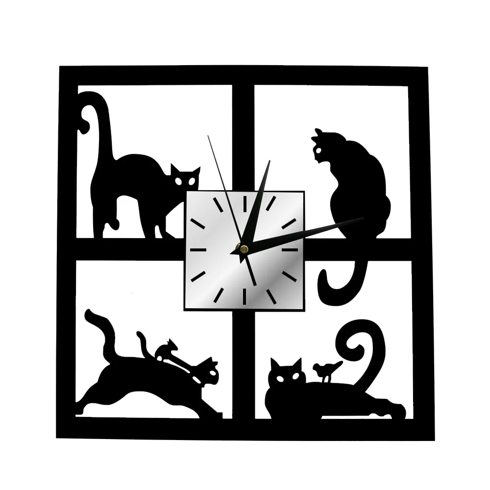 Adorable Cats in the Window Wall Clock Four Cats Decorative Wall Watch 3D Black Kitten Slient Quartz Clock Home Decor Cat Gifts
Adorable Cats in the Window Wall Clock Four Cats Decorative Wall Watch 3D Black Kitten Slient Quartz Clock Home Decor Cat Gifts