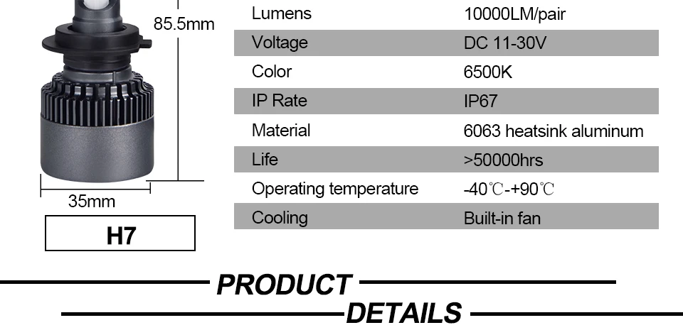 H4 LED H7 H11 H8 9006 HB4 H1 H3 9005 HB3 Led Car Headlight Bulbs LED Lamp With LUX Chip 10000LM (4)