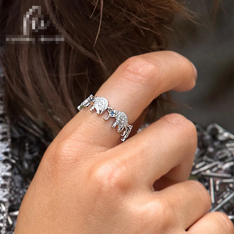 New Pure 925 Sterling Silver Round Elephant Animal Finger Ring Stackable Ring Blue Zircon Eyes EQUILIBRE Women Wedding Jewelry 
New Pure 925 Sterling Silver Round Elephant Animal Finger Ring Stackable Ring Blue Zircon Eyes EQUILIBRE Women Wedding Jewelry