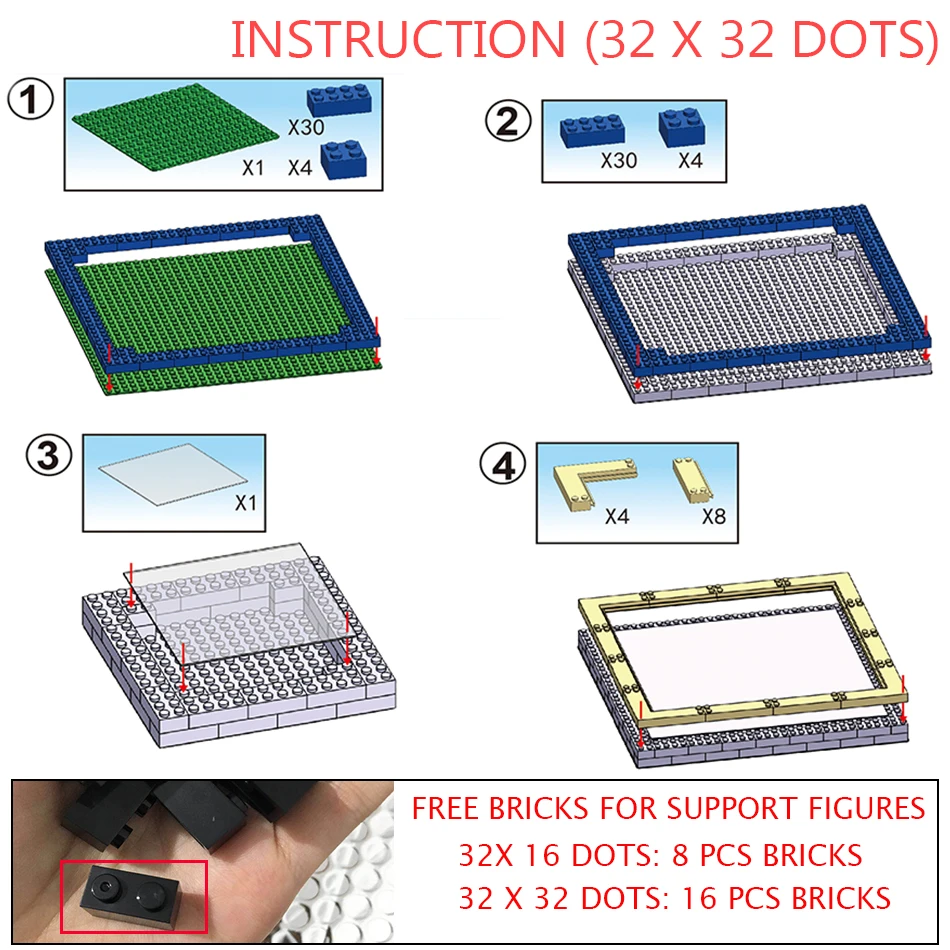 Фигурки дисплей коробка рамка 32*32 точка кирпичи базовые пластины создатель