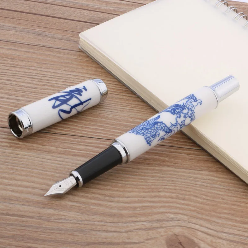 1 шт. JINHAO 950 Китайская каллиграфия Дракон синий и белый Керамика подарочная