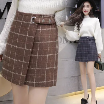 Womens Faux Woolen Plaid Mini Skirt A-Line Thick Harajuku High Waist Lady Skirts Sashes 2019 Spring Autumn Fashion Casual Skirts
Womens Faux Woolen Plaid Mini Skirt A-Line Thick Harajuku High Waist Lady Skirts Sashes 2019 Spring Autumn Fashion Casual Skirts