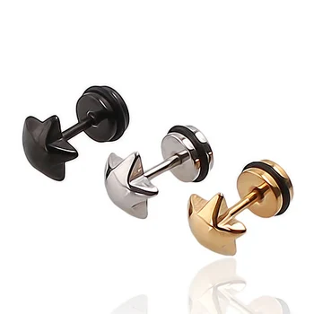 HENGKE Jewelry star man fluorescent color steel stud earrings gold color black titanium steel man earrings wholesale ear clip
HENGKE Jewelry star man fluorescent color steel stud earrings gold color black titanium steel man earrings wholesale ear clip