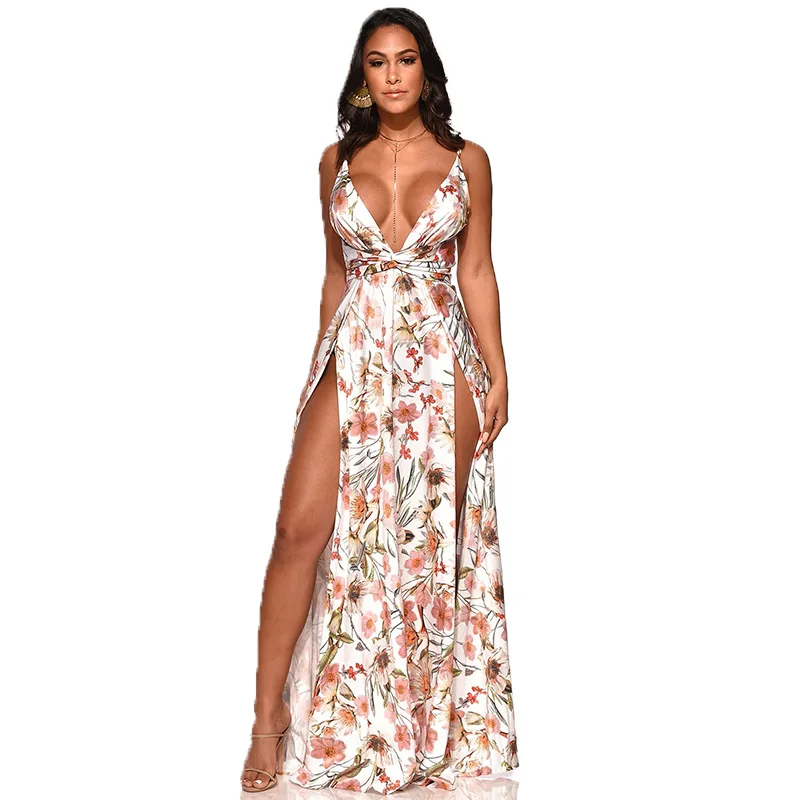Sexy V Neck Summer Maxi Women Dress 2019 Vintage Sexy Bohemian Floral Tunic Beach Dress Split White Dress Printing Sundress
Sexy V Neck Summer Maxi Women Dress 2019 Vintage Sexy Bohemian Floral Tunic Beach Dress Split White Dress Printing Sundress