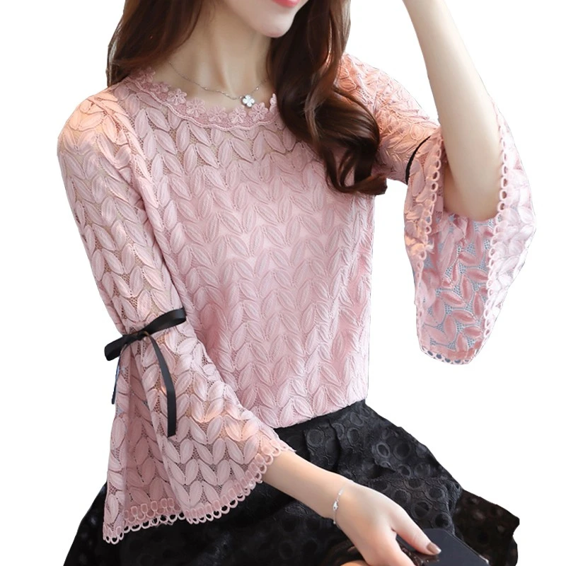Hollow Out Flare Sleeve Women's Flower Lace Blouse 2018 Autumn Spring Kimono Casual Pink White Shirts O-neck Female Blouses Tops
Hollow Out Flare Sleeve Women's Flower Lace Blouse 2018 Autumn Spring Kimono Casual Pink White Shirts O-neck Female Blouses Tops