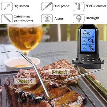 Digital Meat Thermometer,Wireless Remote Digital Cooking Food Meat Thermometer For Smoker Oven Kitchen Bbq Grill Thermometer I
Digital Meat Thermometer,Wireless Remote Digital Cooking Food Meat Thermometer For Smoker Oven Kitchen Bbq Grill Thermometer I