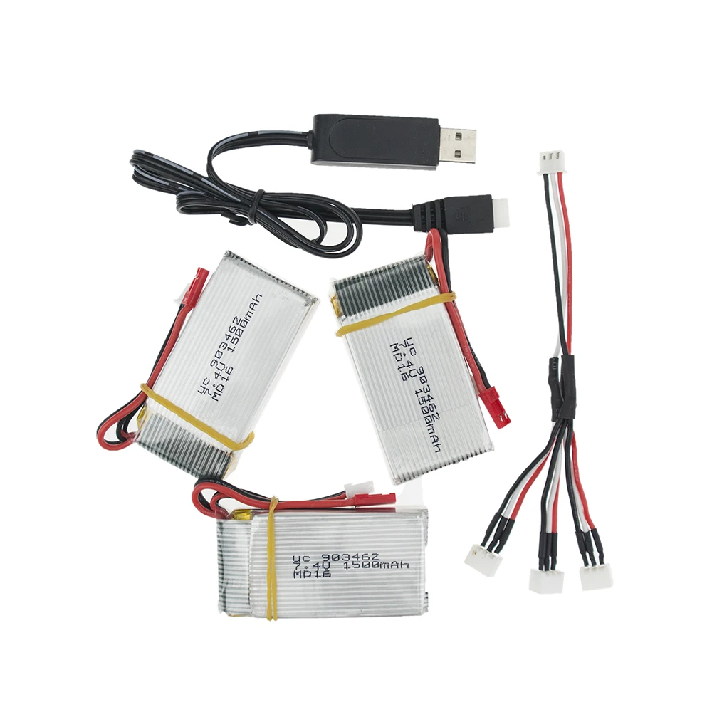 Фото 7.4V 1500Mah Lipo Battery 3pcs and USB charger For WLtoys V913 2.4G 4CH With Gyro RC Helicopter helicopter Part wholesale | Электроника