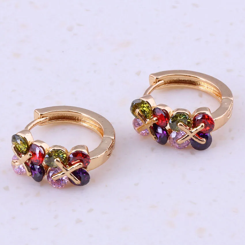 Sparkly Multicolor Synthetic Multigem Yellow Gold Color Hoop Huggie Earrings Women Wedding Party Cheap Fashion Jewelry F0011
Sparkly Multicolor Synthetic Multigem Yellow Gold Color Hoop Huggie Earrings Women Wedding Party Cheap Fashion Jewelry F0011