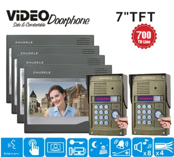 ZHUDELE 7" LCD 2v4 Touch Button RFID+passowrd 700 TV Line IR Camera Video door Intercom phone door bell camera in stock
ZHUDELE 7" LCD 2v4 Touch Button RFID+passowrd 700 TV Line IR Camera Video door Intercom phone door bell camera in stock
