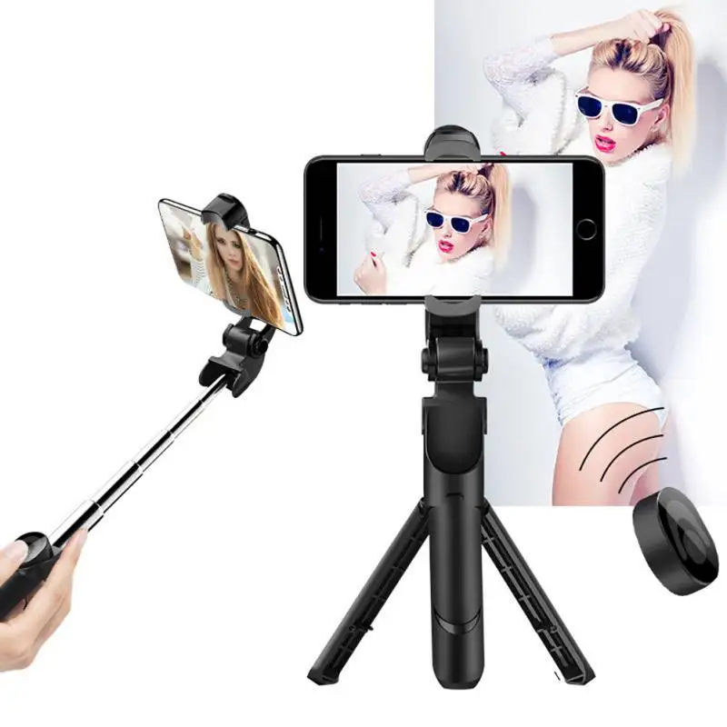 

Portable Selfie Stick with Built-in Tripod Stand Bluetooth Remote Shutter Selfie Stick Tripods for iPhone Samsung Mobile Phone