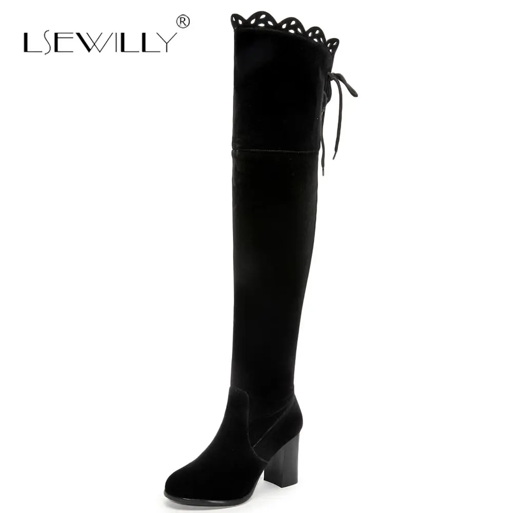 Lsewilly Black round toe short plush autumn winter thigh high boots fashion thick high heels over the knee boots size 48 S707
Lsewilly Black round toe short plush autumn winter thigh high boots fashion thick high heels over the knee boots size 48 S707