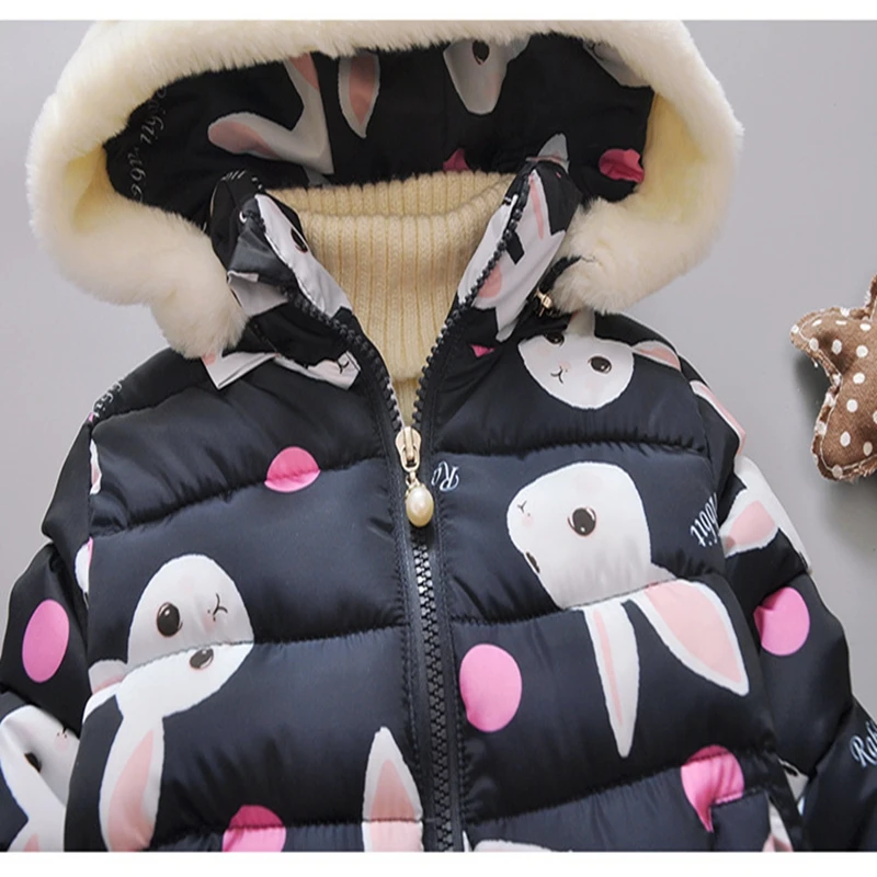 Baby girl Coat In Winter Leisure style Cartoon Rabbit head Warm and lovely zipper jacket Kids Children are not afraid of cold (11)