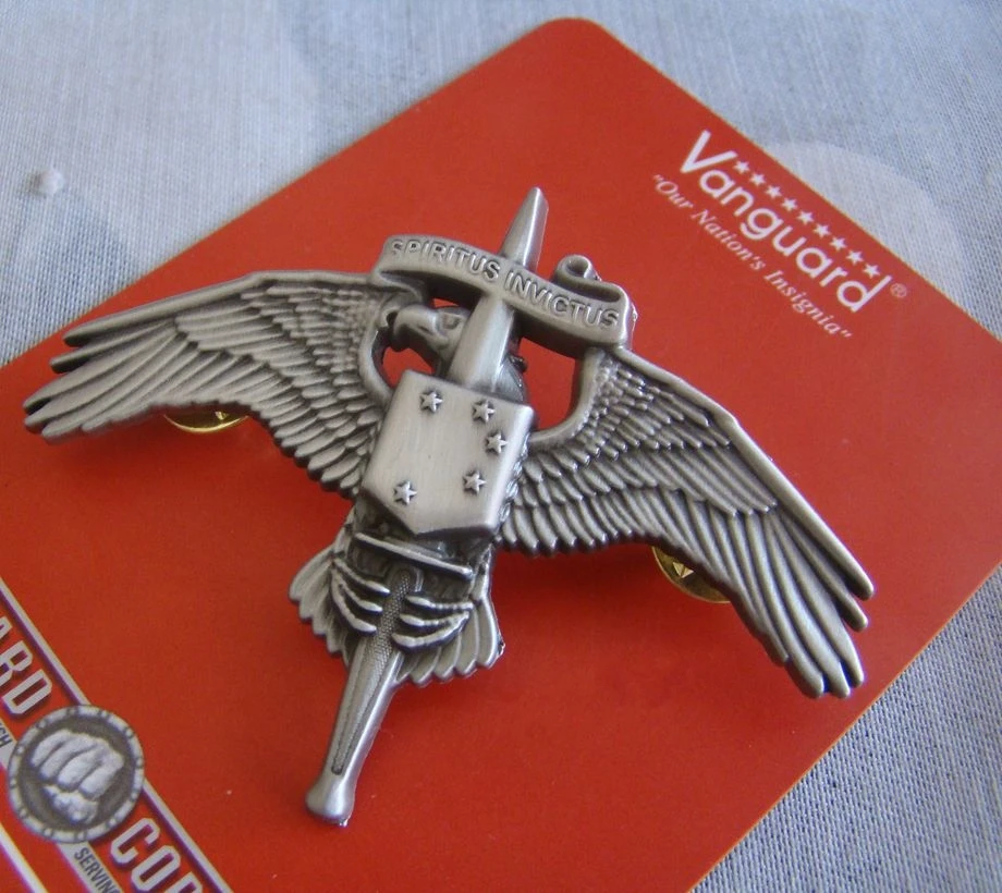 

US Usmc Marsoc Wings Badge Pin Marine Raider Insignia Spiritus Invictus GRAY