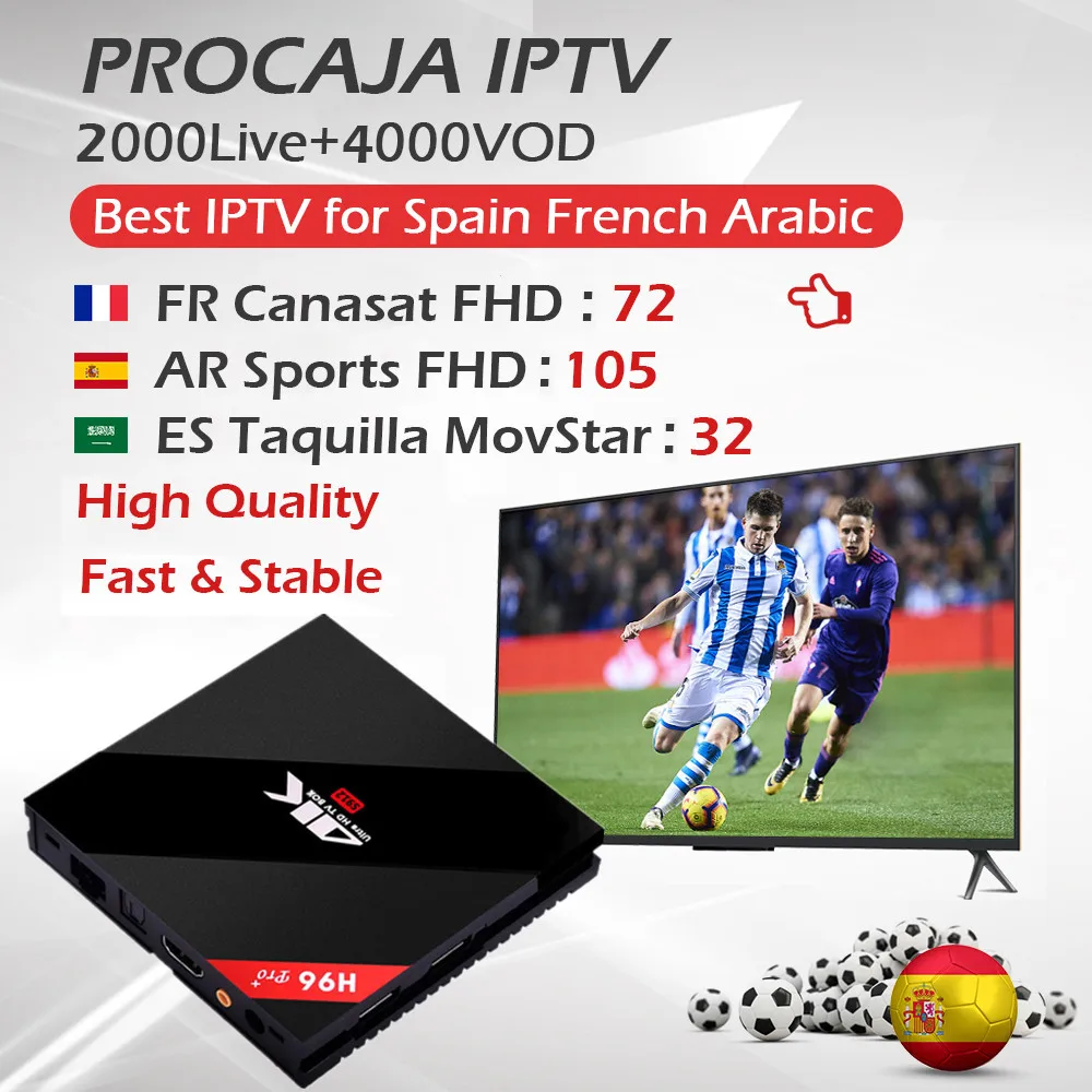 Best Spain IPTV H96PRO Amlogic S912 Android Tv Box Support Skype YouTube Android TV Box 4K Media Player+Portugal Francais IPTV
Best Spain IPTV H96PRO Amlogic S912 Android Tv Box Support Skype YouTube Android TV Box 4K Media Player+Portugal Francais IPTV