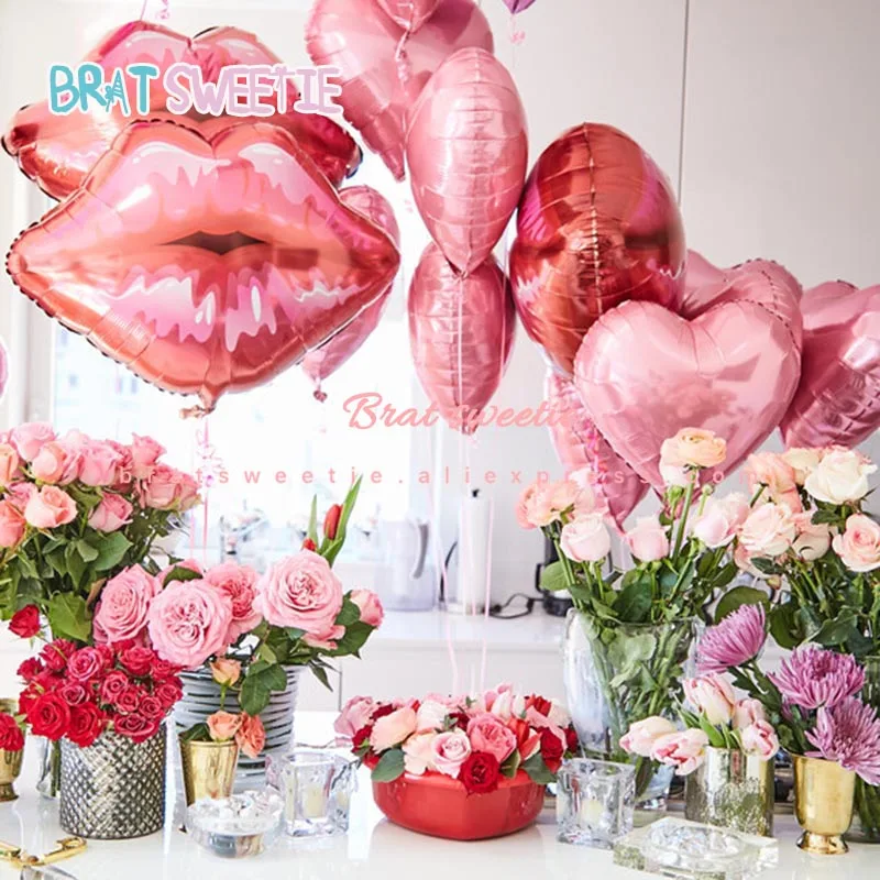 

Heart Lips Foil Balloons Wedding Decorations Kiss Lip Foil Helium Balloon Valentine's Day Propose Birthday Party Decor Supplies