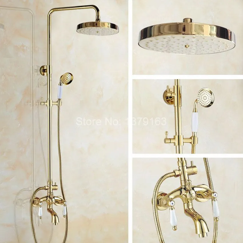 Gold Color Brass Double Ceramics Levers 7.7" Shower Head Wall Mount Bathroom Rainfall Shower Faucet Set Bathtub Mixer Tap agf435
Gold Color Brass Double Ceramics Levers 7.7" Shower Head Wall Mount Bathroom Rainfall Shower Faucet Set Bathtub Mixer Tap agf435