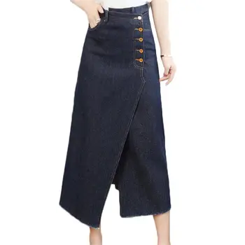 Fashion Korean Split Long Denim Skirt High Waist A-line Skirt Female 2019 New Big Size Row Buckles Pack Hip Skirts Vestido f353
Fashion Korean Split Long Denim Skirt High Waist A-line Skirt Female 2019 New Big Size Row Buckles Pack Hip Skirts Vestido f353