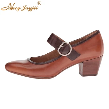 Maroon Wide Heeled Sheos Chocolate Leather Mary Janes Pumps Chunky Heels Buckle Strap Vintage Retro Women Shoes NANCYJAYJII
Maroon Wide Heeled Sheos Chocolate Leather Mary Janes Pumps Chunky Heels Buckle Strap Vintage Retro Women Shoes NANCYJAYJII