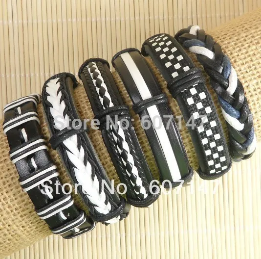 Handmade hand made charm wholesale (6pcs/lot) ethnic tribal genuine adjustable Black&White leather bracelet for men -S59
Handmade hand made charm wholesale (6pcs/lot) ethnic tribal genuine adjustable Black&White leather bracelet for men -S59